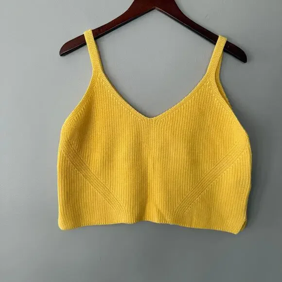 One Grey Day Orson Knit Crop Tank Cotton Silk Blend Sunbeam Butter Yellow Sz Med - Picture 7 of 14